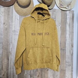 Virtual Apparel Blk Privilege Pullover Hoodie Mustard Yellow Size Medium